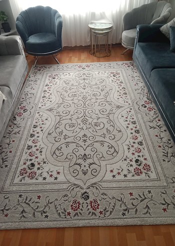 Diğer Gri Çiçek Desenli Klasik Halı