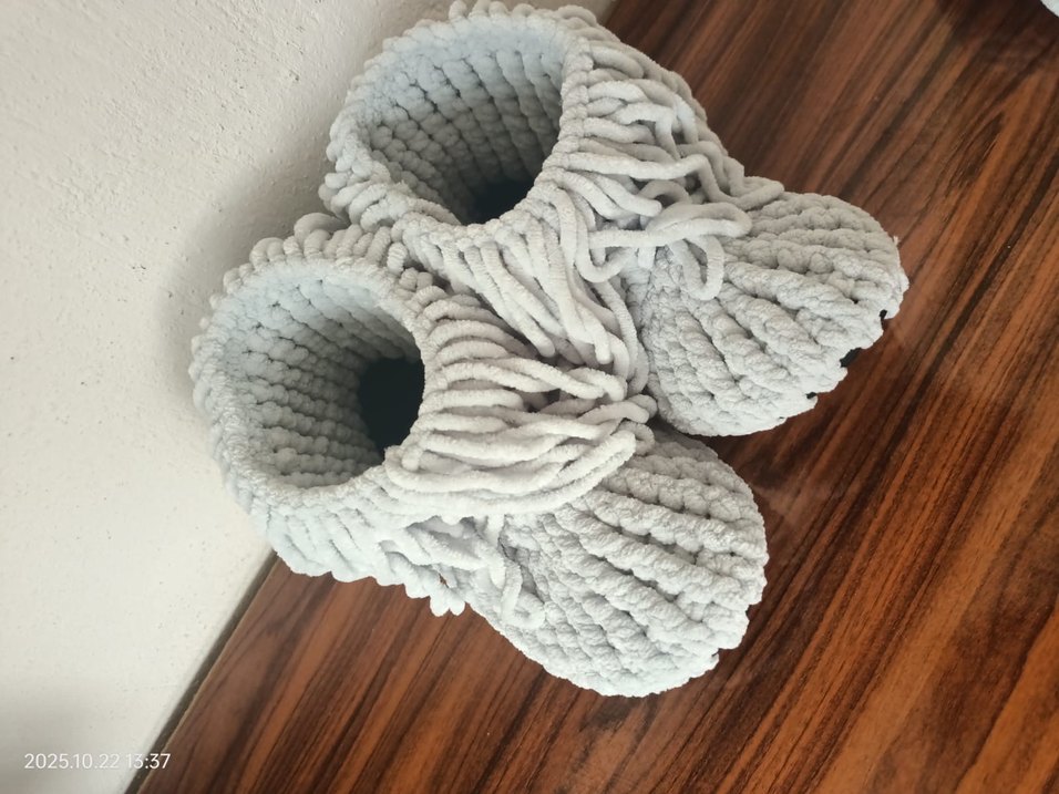 Gri Örgü Kadın Ev Terliği - Görsel 2