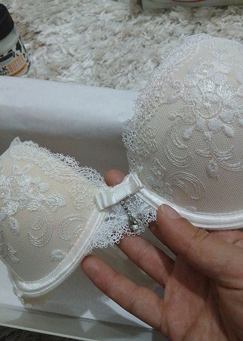 Beyaz Vintage Mini Baskılı Sütyen - Görsel 8