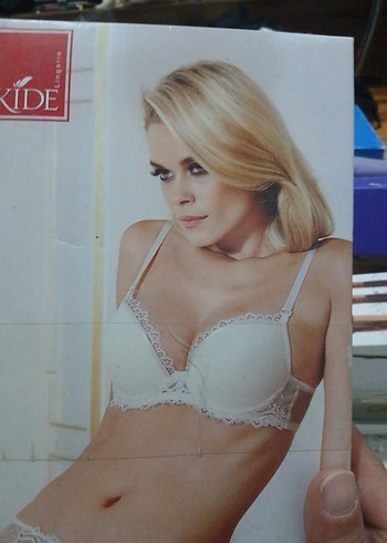 Beyaz Vintage Mini Baskılı Sütyen - Görsel 6