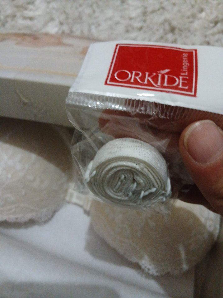 Beyaz Vintage Mini Baskılı Sütyen - Görsel 3