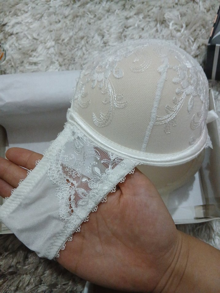 Beyaz Vintage Mini Baskılı Sütyen - Görsel 4