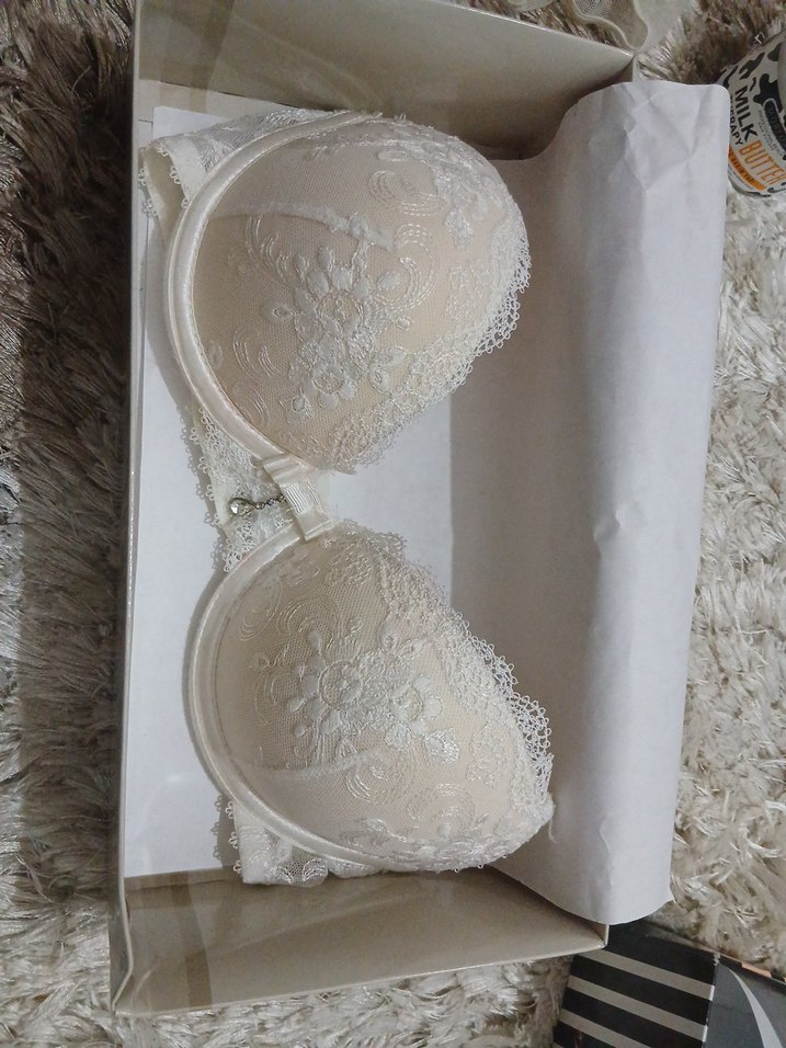 Beyaz Vintage Mini Baskılı Sütyen - Görsel 5