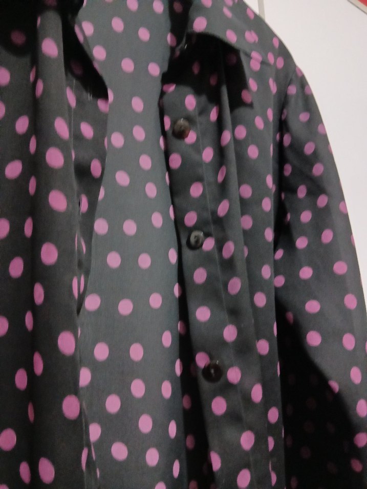 Mor Puantiyeli Uzun Kollu Kadın Gömlek - Görsel 5