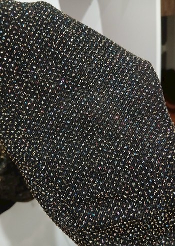 Siyah Parlak Payetli Uzun Kollu Bluz - Görsel 5