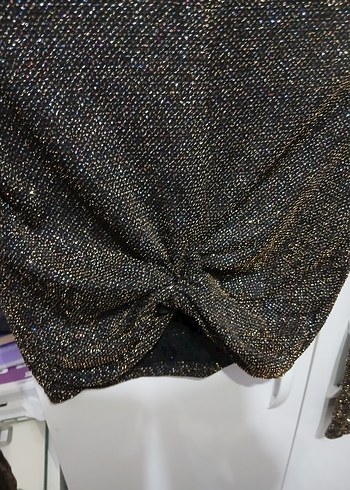 Siyah Parlak Payetli Uzun Kollu Bluz - Görsel 9