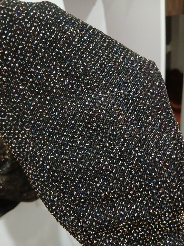 Siyah Parlak Payetli Uzun Kollu Bluz - Görsel 5
