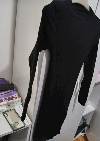 SİYAH BİSİKLET YAKA KALEM ELBİSE - Görsel 6