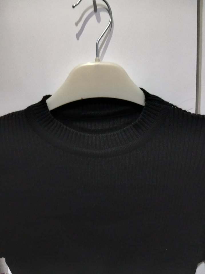 SİYAH BİSİKLET YAKA KALEM ELBİSE - Görsel 2