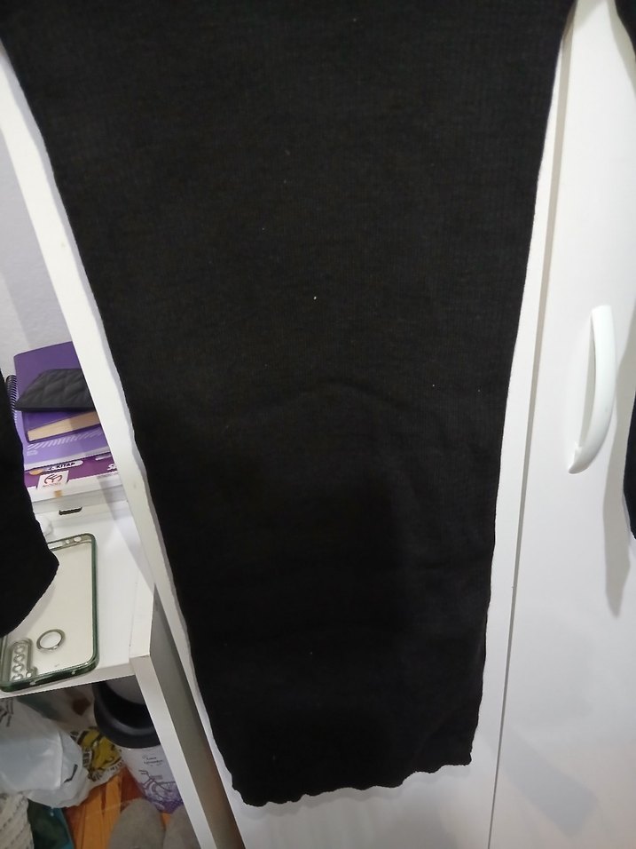 SİYAH BİSİKLET YAKA KALEM ELBİSE - Görsel 4