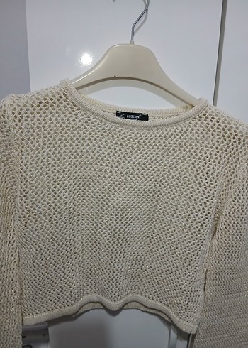 Kadın Beyaz Kısa Örgü Kazak - Görsel 4