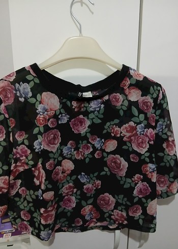 Çiçek Desenli Kısa Kollu Bohem Bluz - Görsel 2