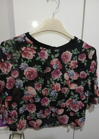 Çiçek Desenli Kısa Kollu Bohem Bluz - Görsel 3