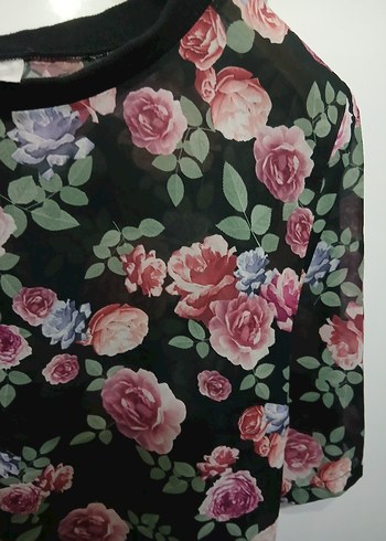 Çiçek Desenli Kısa Kollu Bohem Bluz - Görsel 4