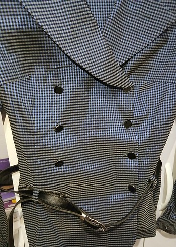 Düğmeli Gri Midi Ceket  - Görsel 9