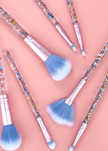 Şık Parıltılı Pastel Renkli Makyaj Fırça Seti - Görsel 6