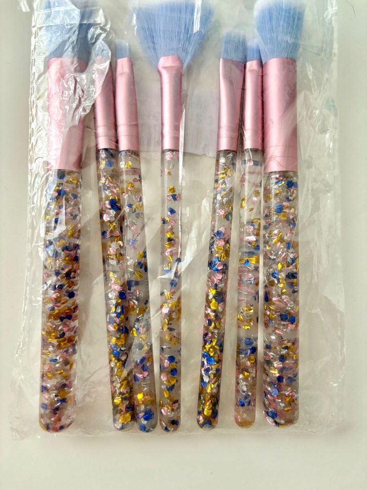 Şık Parıltılı Pastel Renkli Makyaj Fırça Seti - Görsel 2