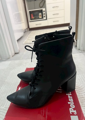 Siyah Stiletto Topuklu Gotik Kadın Bot - Görsel 2