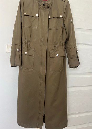 Bej Kadın Uzun Düğmeli Trençkot - Görsel 2