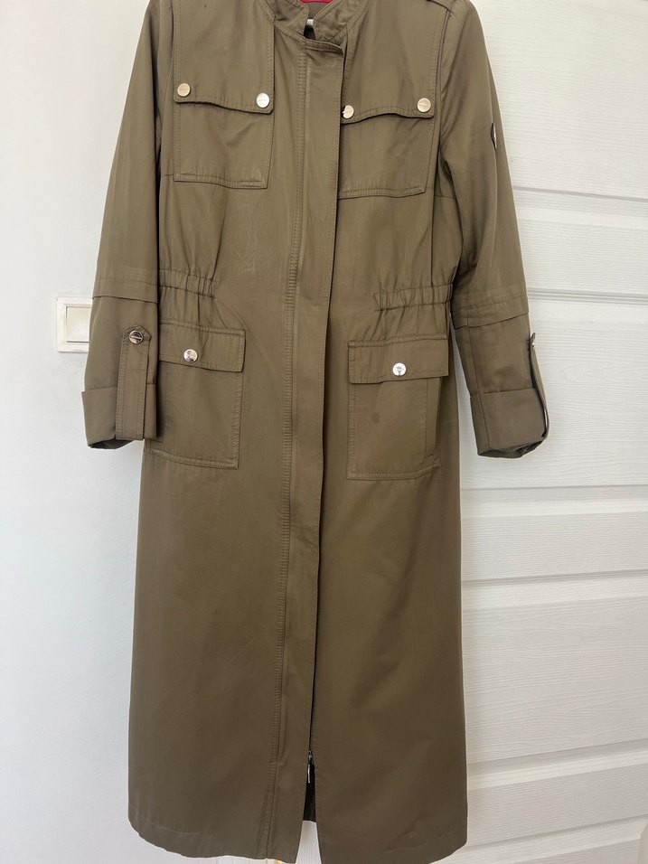 Bej Kadın Uzun Düğmeli Trençkot - Görsel 2