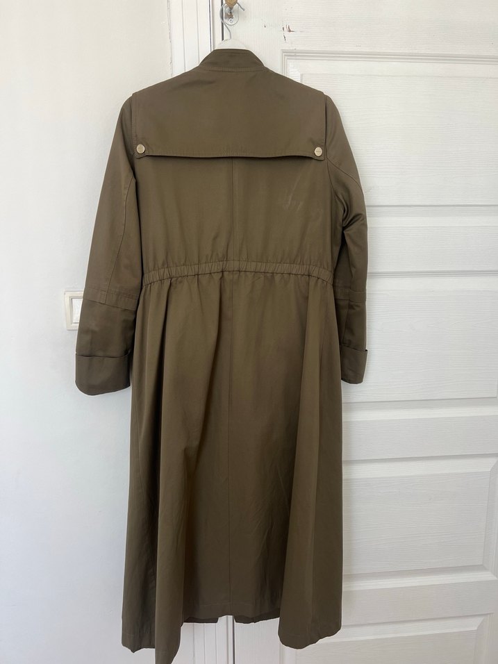 Bej Kadın Uzun Düğmeli Trençkot - Görsel 3