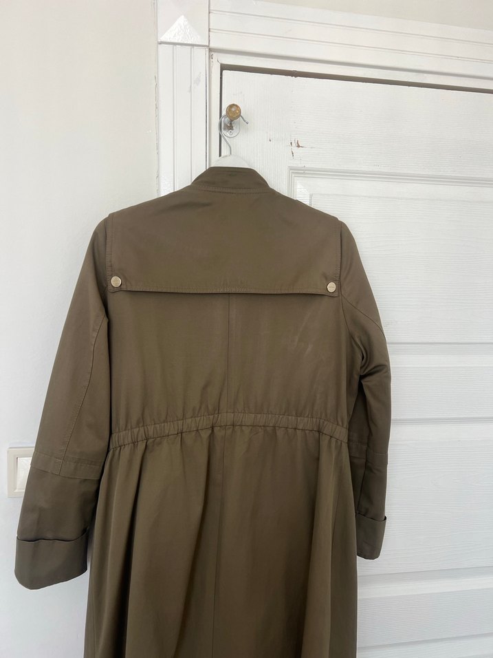 Bej Kadın Uzun Düğmeli Trençkot - Görsel 5