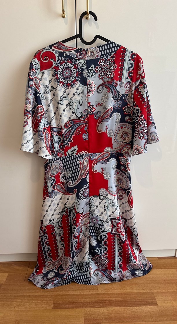 Bohem Çok Renkli Desenli V Yaka elbise - Görsel 3