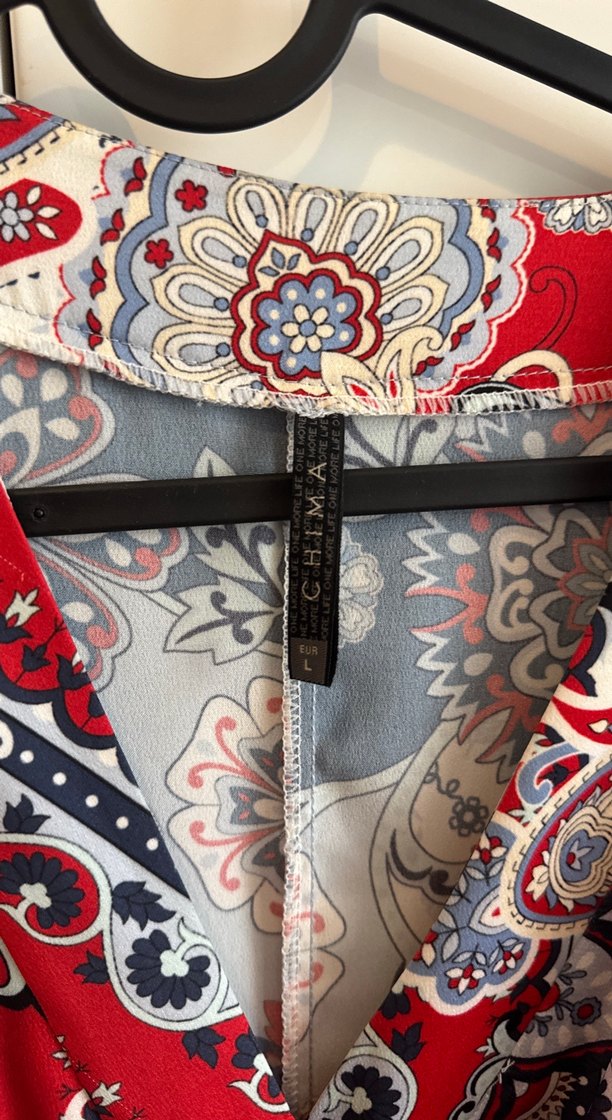 Bohem Çok Renkli Desenli V Yaka elbise - Görsel 2