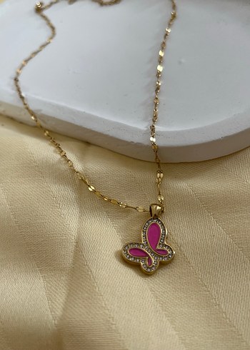 Accessorize Pembe Kelebek Detay çelik kolye