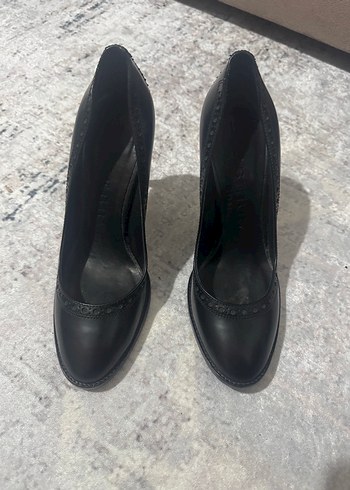 Siyah Yılan Desenli kenarları desenli Stiletto - Görsel 7