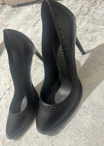 Siyah Yılan Desenli kenarları desenli Stiletto - Görsel 6