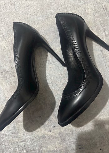 Siyah Yılan Desenli kenarları desenli Stiletto - Görsel 5