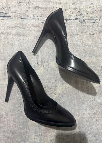 Siyah Yılan Desenli kenarları desenli Stiletto - Görsel 2