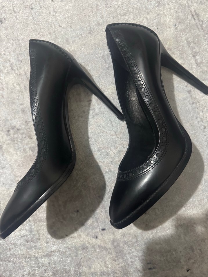 Siyah Yılan Desenli kenarları desenli Stiletto - Görsel 5