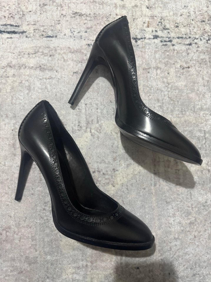 Siyah Yılan Desenli kenarları desenli Stiletto - Görsel 2