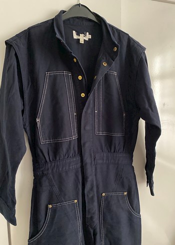 Stradivarius Lacivert Kadın Uzun Denim Tulum