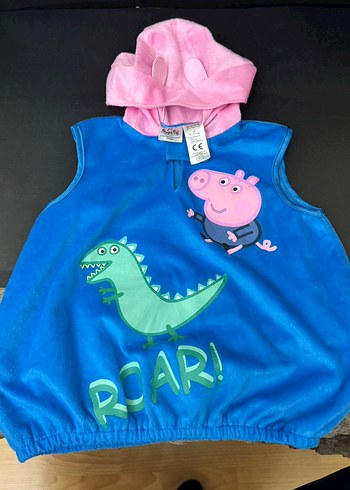 Kız Çocuk Mavi Baskılı Polar Bornoz - Görsel 2