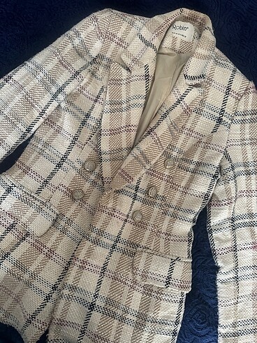 s Beden Ekose desenli blazer ceket