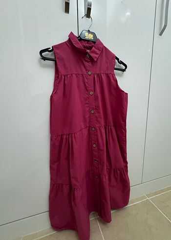 l Beden bordo Renk Bordo Düğmeli Kolsuz Midi Elbise