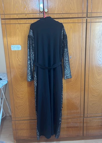 Pul payet siyah abaya - Görsel 6
