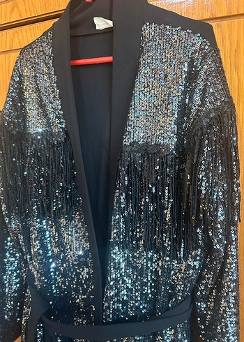 Pul payet siyah abaya - Görsel 4