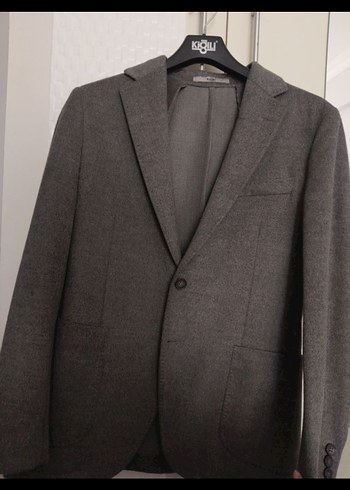 46 Beden Klasik Gri Düğmeli Erkek Takım Ceketi kiğılı slim fit