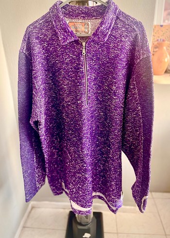 Spor Mor Örgülü Yumuşak Erkek Polar, Yarım Fermuarlı - Görsel 2