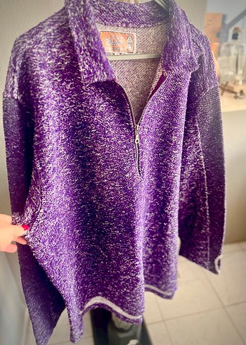 Spor Mor Örgülü Yumuşak Erkek Polar, Yarım Fermuarlı - Görsel 7