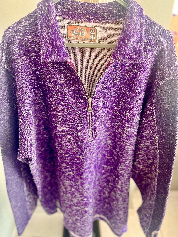 Spor Mor Örgülü Yumuşak Erkek Polar, Yarım Fermuarlı - Görsel 4