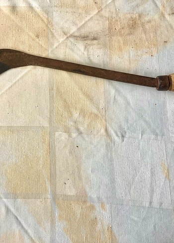 Kavisli Bronz Ahşap Saplı Eski Orak - Görsel 6