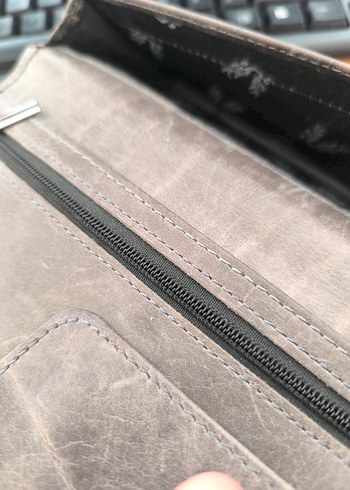 Gri Deri Fermuarlı erkek kılıf Cüzdan - Görsel 3
