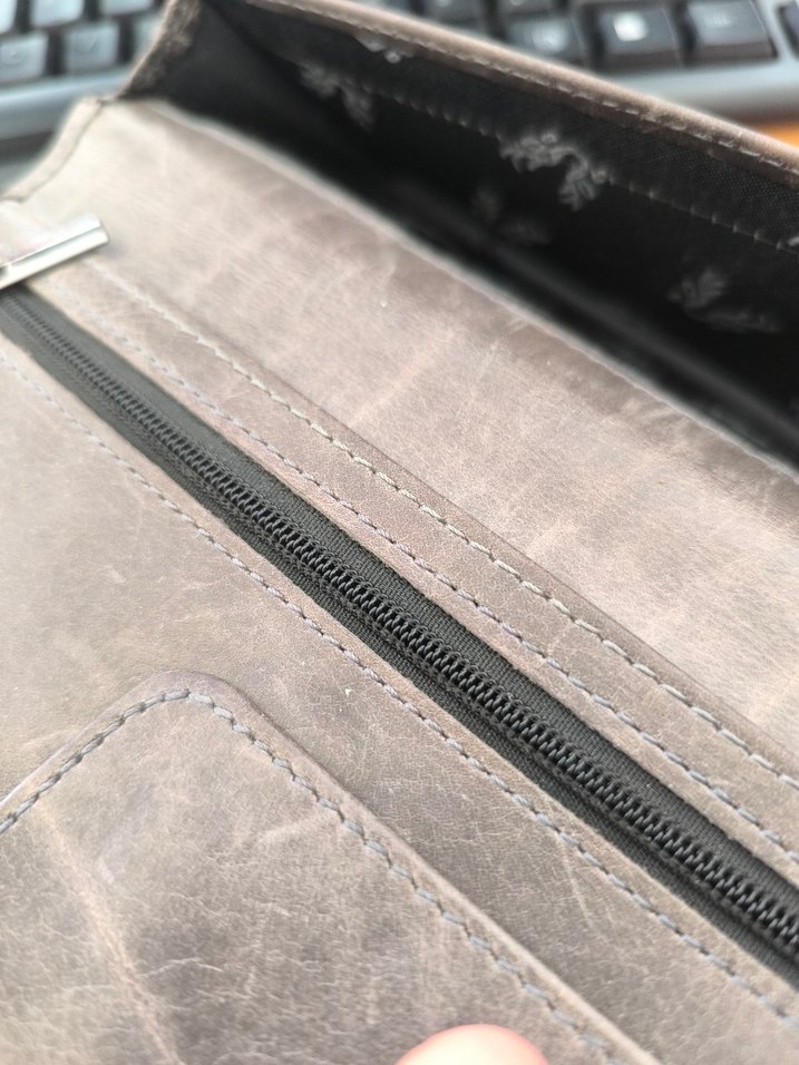 Gri Deri Fermuarlı erkek kılıf Cüzdan - Görsel 3