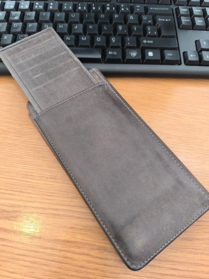 Gri Deri Fermuarlı erkek kılıf Cüzdan - Görsel 5