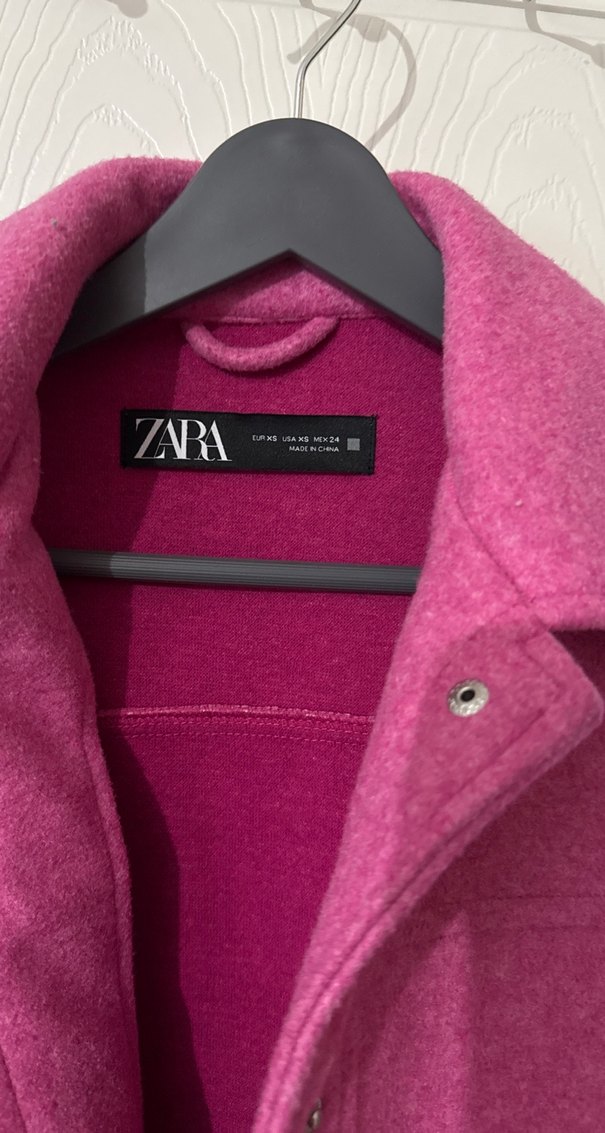 Düğmeli Pembe Mini Kadın Kaban - Görsel 3